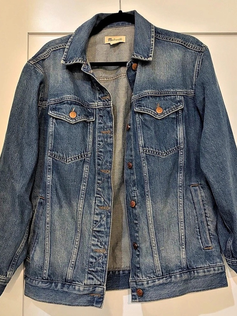 Madewell Women's Blue Button Front Denim Jacket Charleston Wash Size S